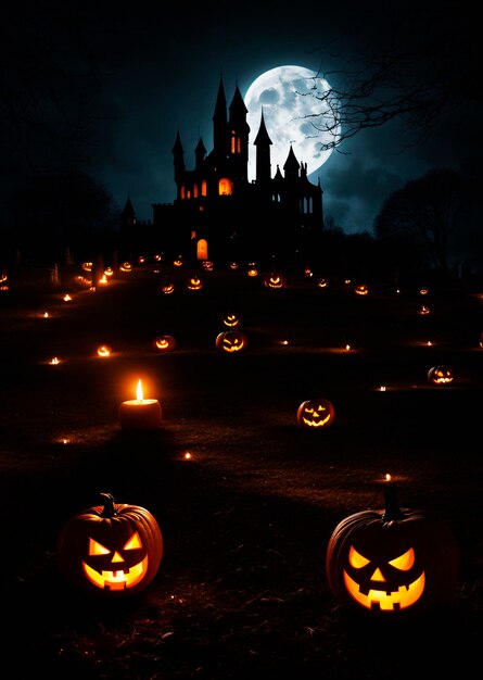 Sinistre scène d'Halloween Cimetière et clair de lune