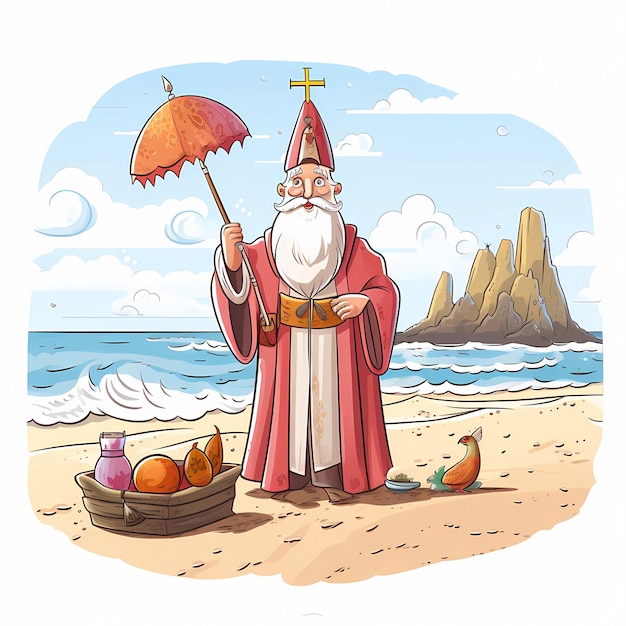 Photo sinterklaas à la plage dessin animé