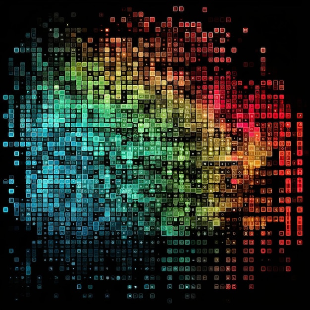 Un sismographe en verre soufflé brillant éclaire une représentation abstraite et colorée de carrés