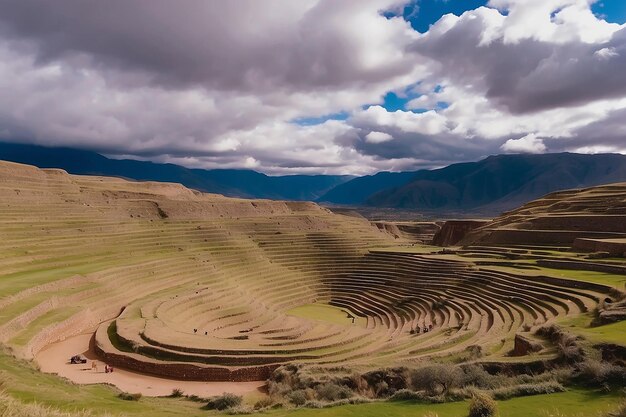 Le site archéologique de la destination de voyage de Moray dans la région de Cusco et la vallée sacrée du Pérou majestueux