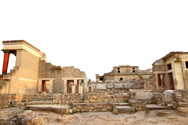 Site archéologique du palais de Knossos Crète Grèce isolé sur fond blanc transparent