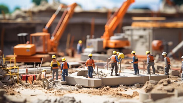 Site de construction sûr et productif avec des travailleurs