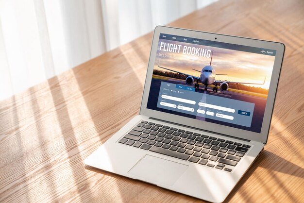 Photo site de réservation de vols en ligne fournir un système de réservation moderne concept de technologie de voyage