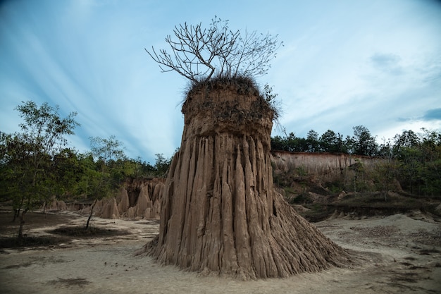 Le site de Sao Din affiche une intrigue de piliers de sol érodés à Nan, en Thaïlande