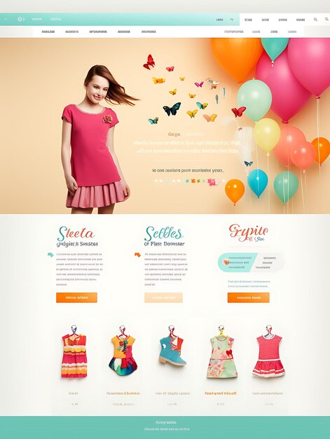 Site Web d'une marque de vêtements pour enfants mettant en valeur un concept de mise en page de site Web Pla Idées folles