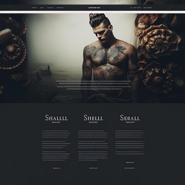 Photo un site web pour le titre du titre d'un homme avec des tatouages sur sa poitrine