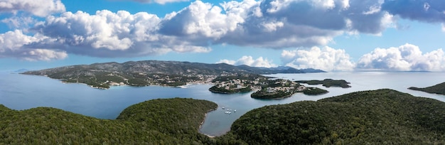 Sivota Grèce Vue panoramique aérienne des plages de sable et des îles