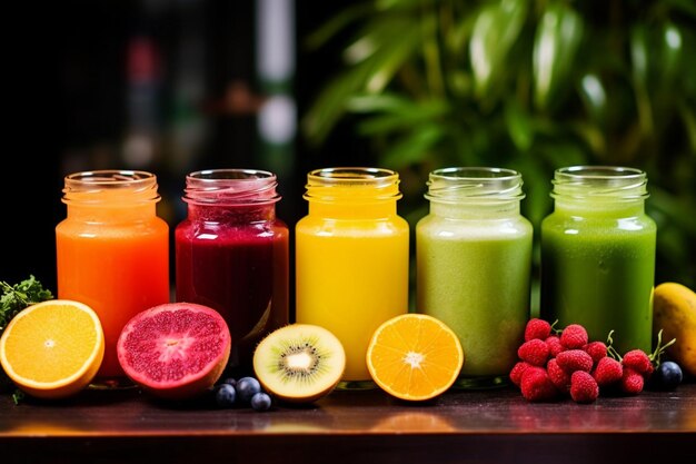 Photo six jus de fruits juteux