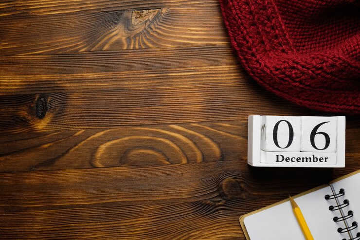 Photo sixième jour du calendrier du mois d'hiver décembre avec espace de copie.