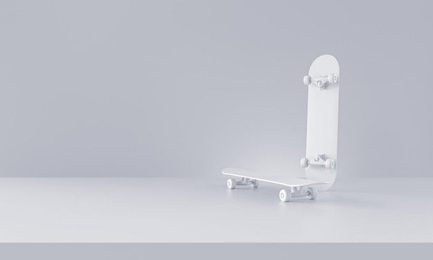 Skateboard blanc sur fond jaune