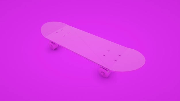 Skateboard isolé sur fond violet