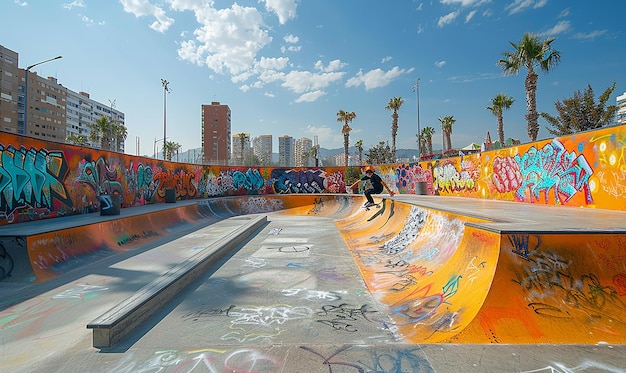 Photo le skatepark urbain artistique