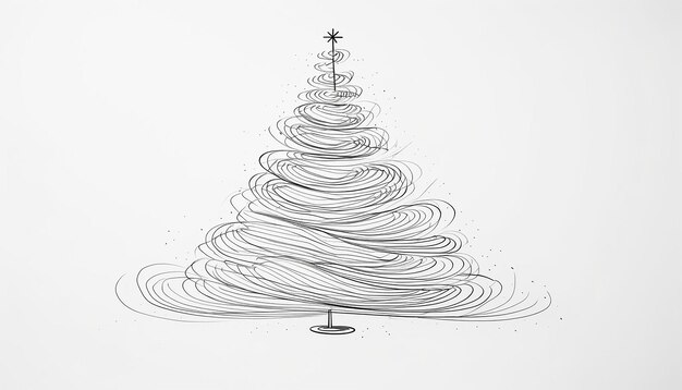 Sketch au crayon de main minimaliste de l'arbre de Noël câblé