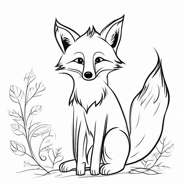 Photo sketch de la conception de fox miminal généré par l'ia générative