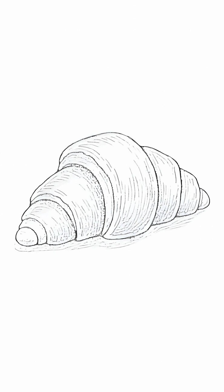 Photo sketch de croissant au beurre