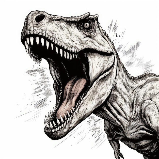 Sketch de dinosaure dessiné à la main Sketch dino gravure Dinosaures à l'encre Monstre du Jurassique Dinosaure