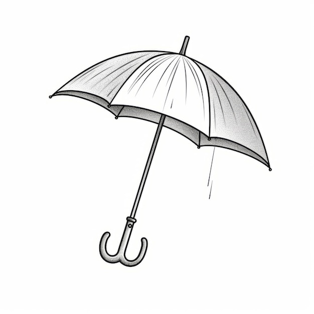 Photo sketch de parapluie de dessin animé simplifié dessiné au crayon