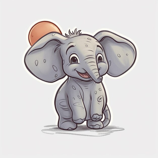 Photo sketch style elephant cute pixar sticker cutout est un dessin animé réalisé par pixar.