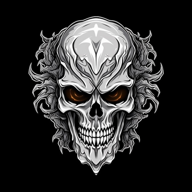 Sketch de tête de crâne humain tatouage gothique images d'Halloween AI Art généré