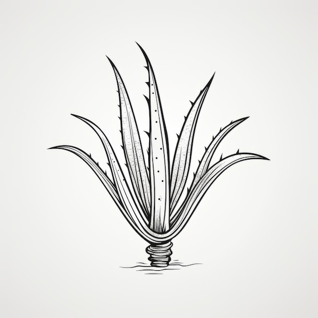 Photo sketch vectoriel de plante d'aloe vera inspiré du vintage sur fond blanc