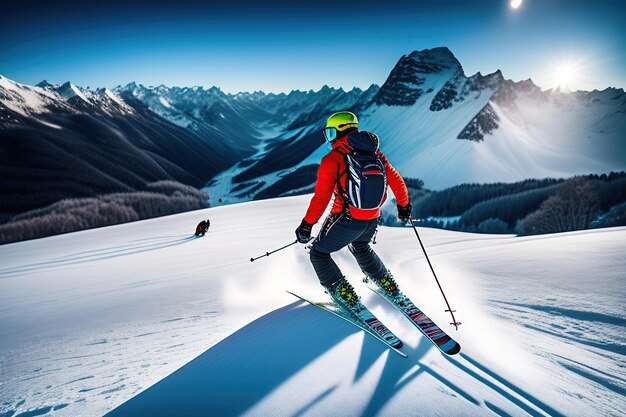 Ski d'hiver extrême Skier en montagne