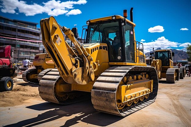 Skid steer stationné sur un chantier de construction avec d'autres équipements lourds skid steer photographie