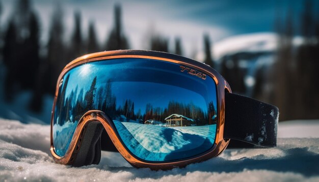 Skier en hiver protégé par des lunettes de ski générées par l'IA