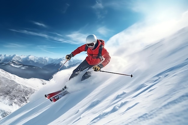 skieur dans la montagne blanche image générée par l'IA