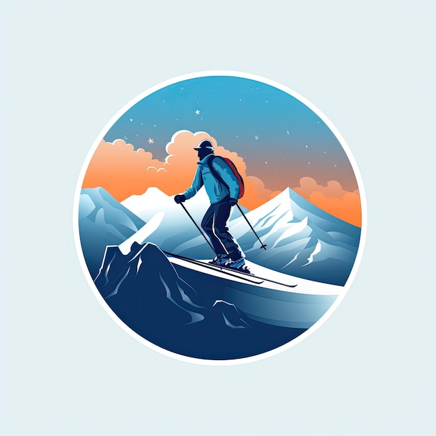 Photo skieur dans les montagnes illustration vectorielle d'un skieur dans les montagnes