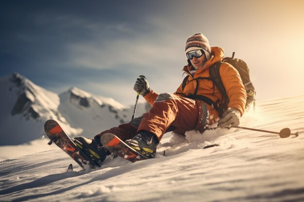 un skieur descend la montagne