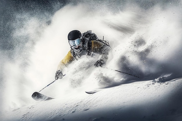 skieur sous une illustration d'avalanche.