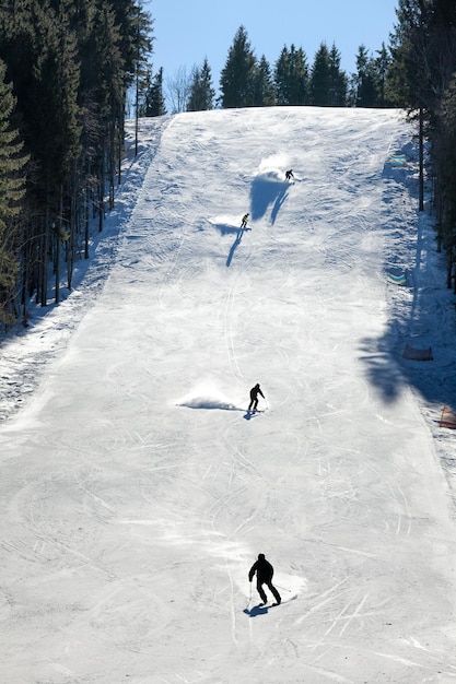 Skieurs sur une piste