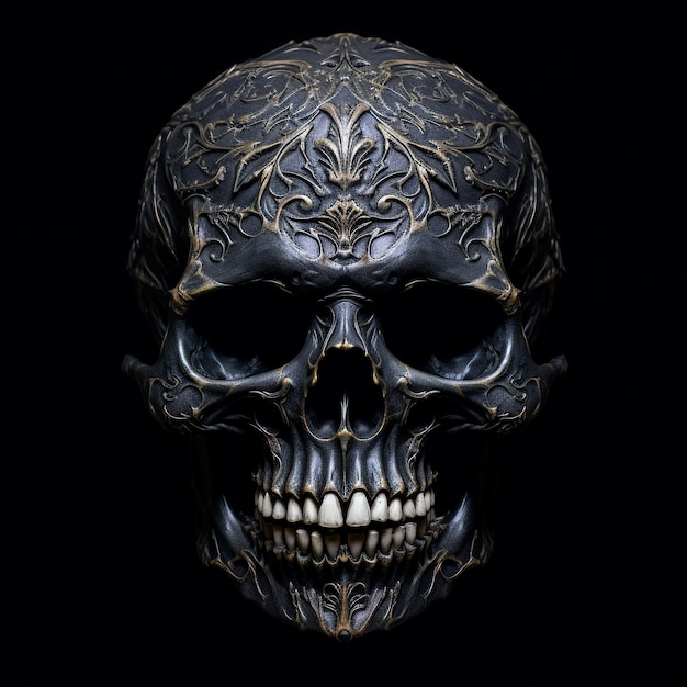 Photo skull black background evil skull