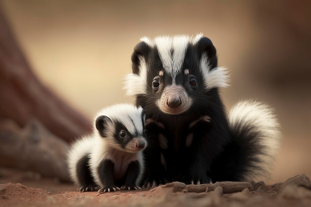 Skunk avec un bébé Generative AIx9