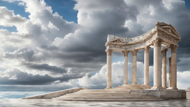 Photo sky's embrace l'élégance du marbre ancien au milieu des nuages