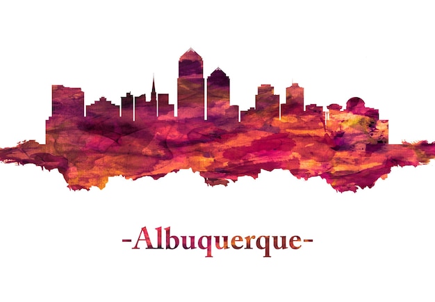 Skyline d'Albuquerque au Nouveau-Mexique en rouge