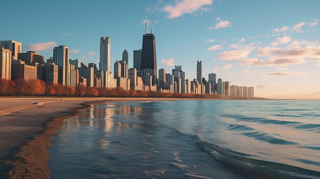 Photo skyline de chicago depuis le lac