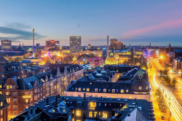 Skyline du centre-ville de Copenhague au Danemark