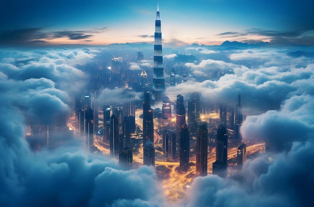 Skyline de Dubaï Skylines du centre-ville de Dubaï Émirats arabes unis paysage urbain innovant