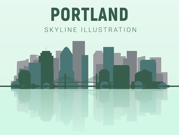 Skyline et points de repère silhouette ton vert clair gradient conception ligne de rivage ligne d'horizon horizontale