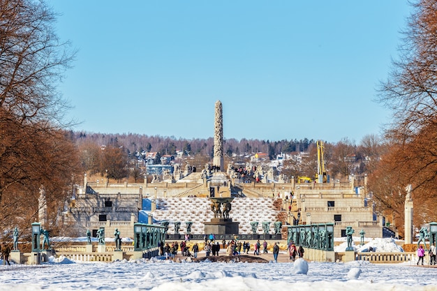 Skyline de la ville d&#39;Oslo du parc Vigeland en hiver