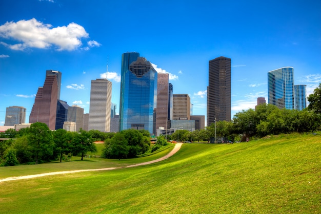 Skyscapers Modernes De Houston Texas Skyline Et Ciel Bleu