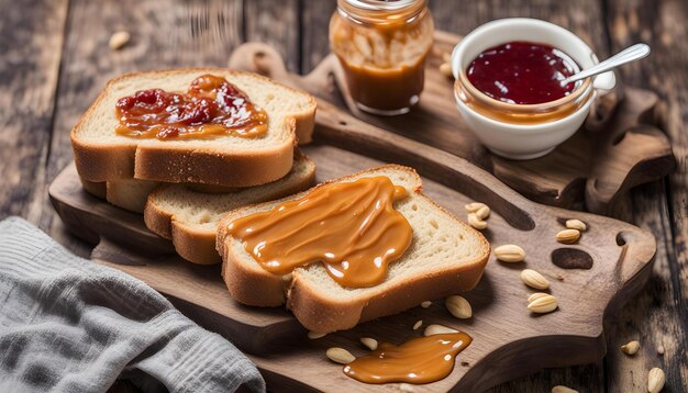 Photo a slice of bread with jam and jam on it