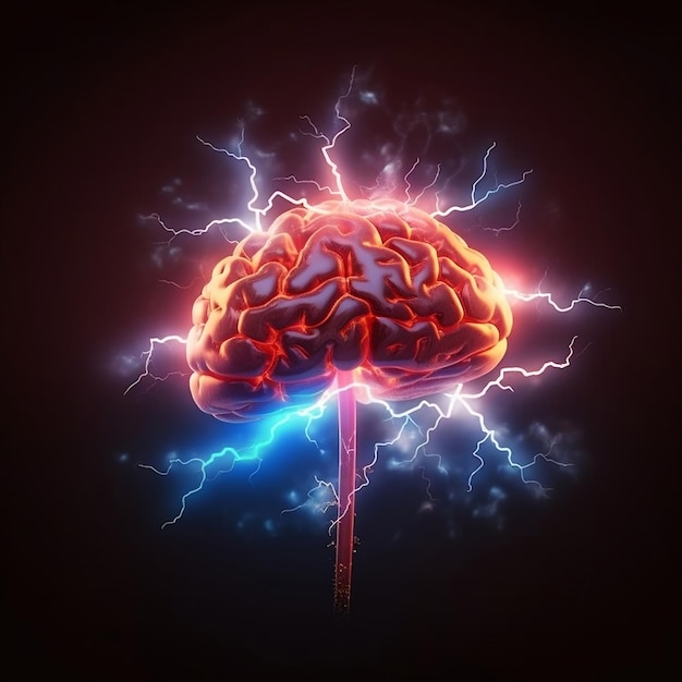 Smart Electric Brain Lightning Connection Generative AI