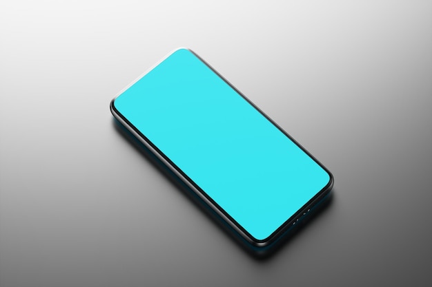 Un smartphone avec écran chroma key sur fond noir. illustration de rendu 3D