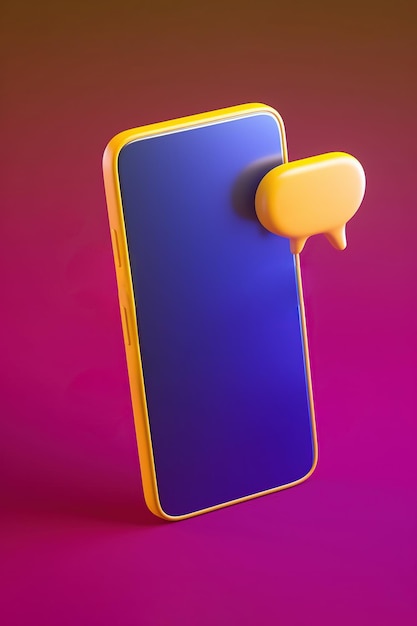 Smartphone et icône de message style de rendu 3D AI Illustration générée