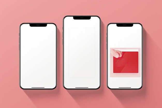 Smartphone avec maquette de mise en page de trois poteaux carrés générée avec l'intelligence artificielle