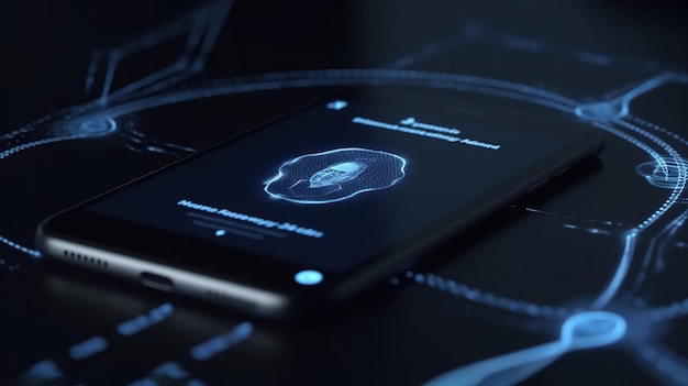 Un smartphone avec le mot cerveau à l'écran