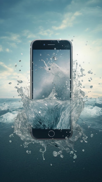 Photo smartphone noir dans l'eau