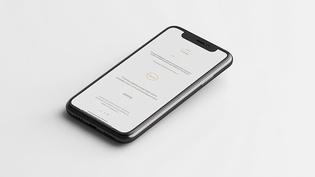 Smartphone noir avec écran blanc sur fond blanc